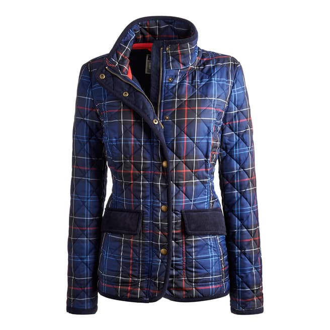 Joules Women's Navy Check Quilted Jacket