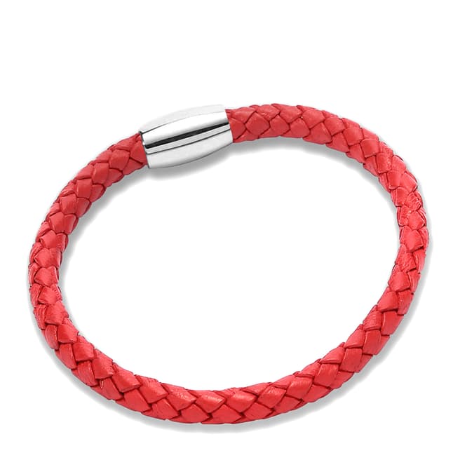 Van Maar Unisex Red Plaited Leather Bracelet