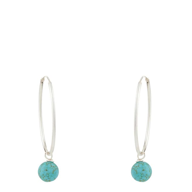 Alexa by Liv Oliver Silver and Turquoise Drop Hoop Earrings