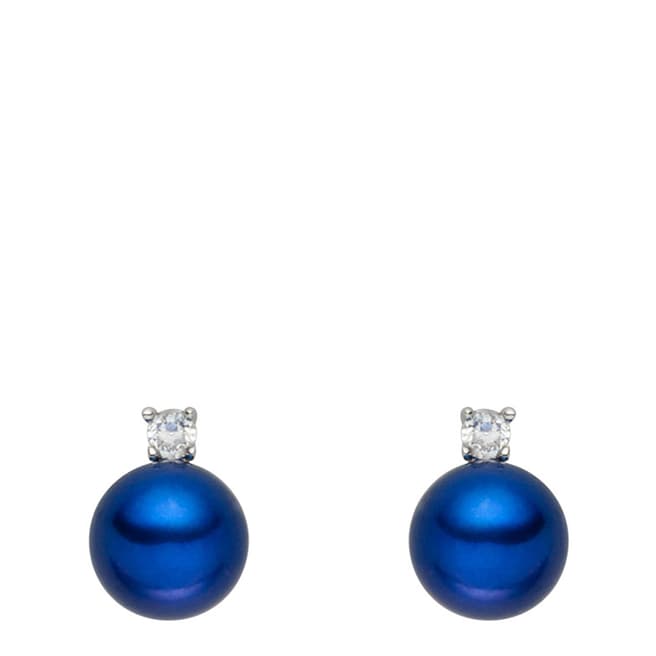 Nova Pearls Copenhagen Dark Blue Tahitian Shell Pearl/Zirconia Earrings Stud