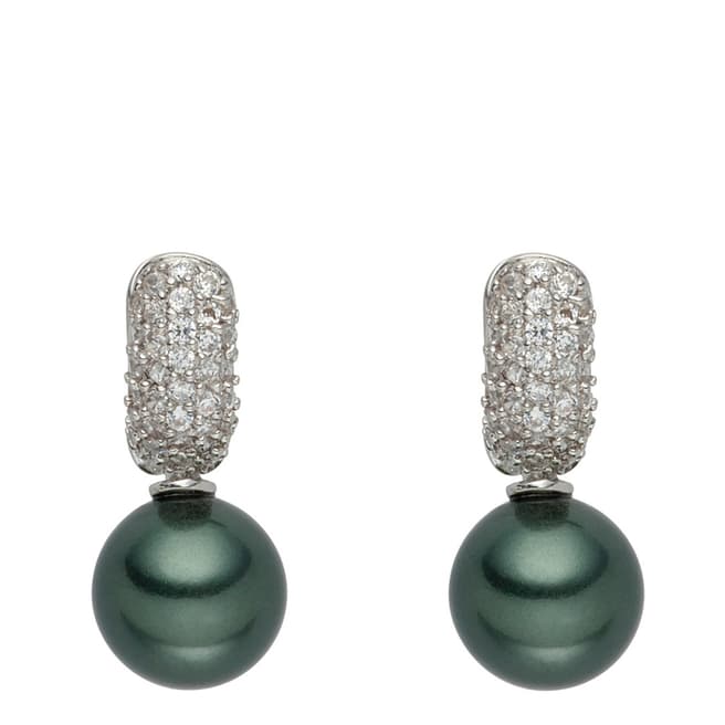 Nova Pearls Copenhagen Green Tahitian Pearl/Cubic Zirconia Drop Earrings 9mm