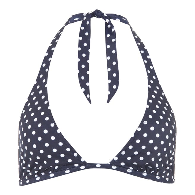 Bikini Fling Navy/White Annabell Polka Dot Fixed Triangle Bikini Top