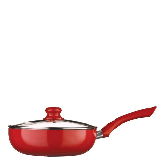 Eco-Cook Red Aluminium/Ceramic Frying Pan/Lid  24cm