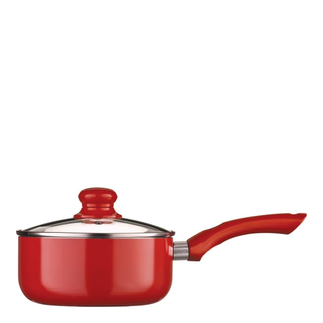 Eco-Cook Red Aluminium/Ceramic Saucepan/Lid  18cm