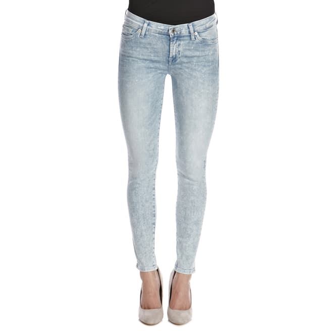 7 For All Mankind Blue Moonrise Bleached Skinny Stretch Jeans