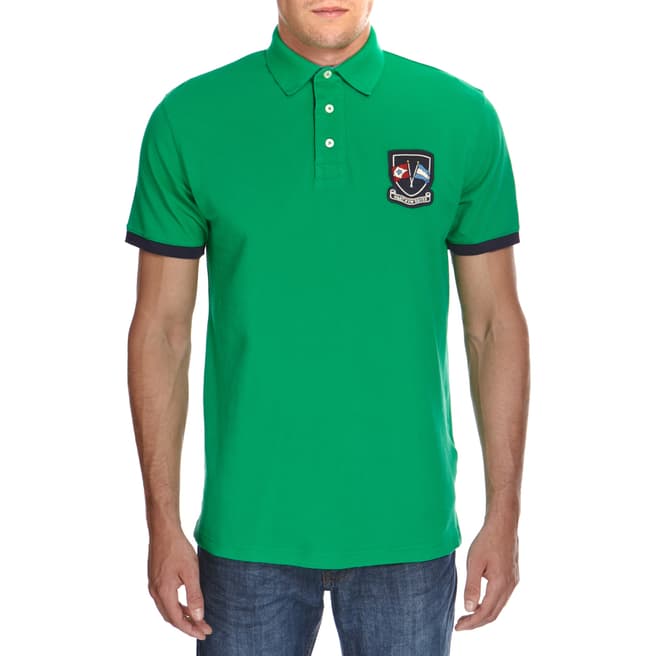 Gant Green Contrast Trim Cotton Polo Shirt