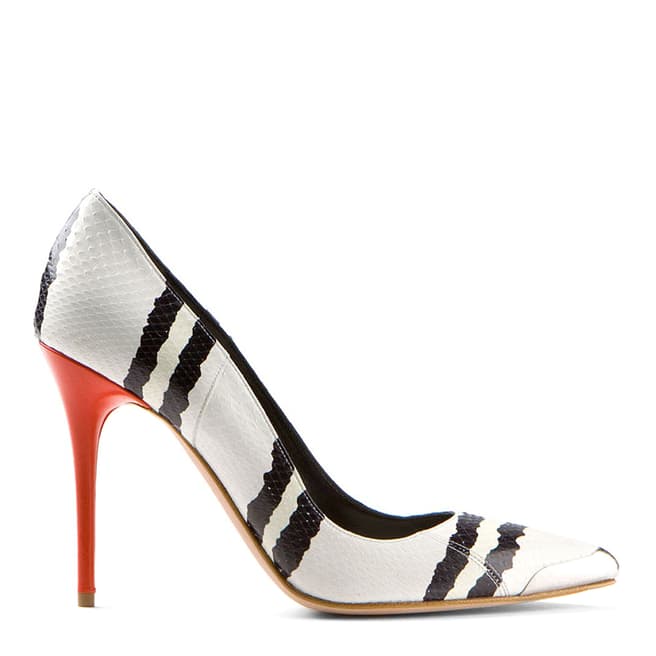 Alexander McQueen Black/White Leather Python Court Shoes 10.5cm Heel