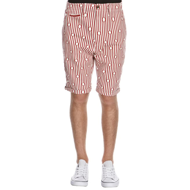 Levi's Made & Crafted Red/White Drill Striped Cotton Shorts 