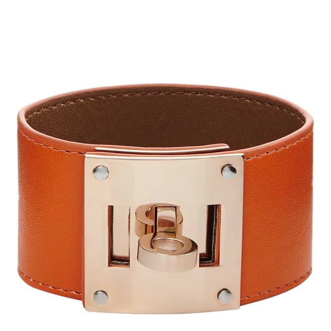 Chloe Collection by Liv Oliver Orange/Rose Gold Leather Bracelet