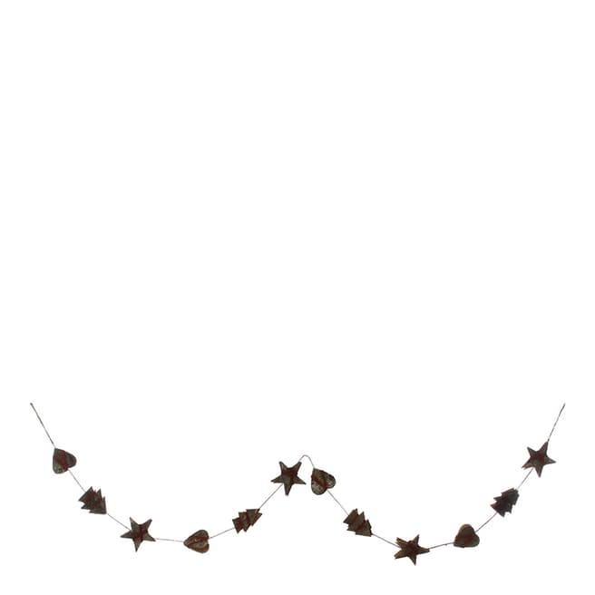 Festive Brown Birch Glitter Star/Heart Garland 150cm