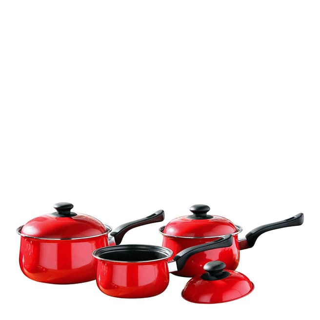 Premier Housewares Red 3 Piece Belly Pan Set  Non-Stick Carbon Steel