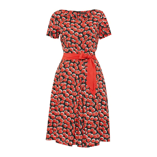 Great Plains Red/Black Strawberry Fields A Line Sash Dress