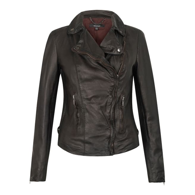 Muubaa Dark Brown Monteria Leather Biker Jacket