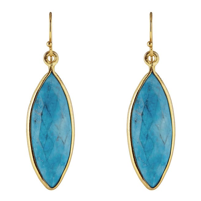 Liv Oliver Turquoise/Gold Plated Marquise Drop Earrings 18ct