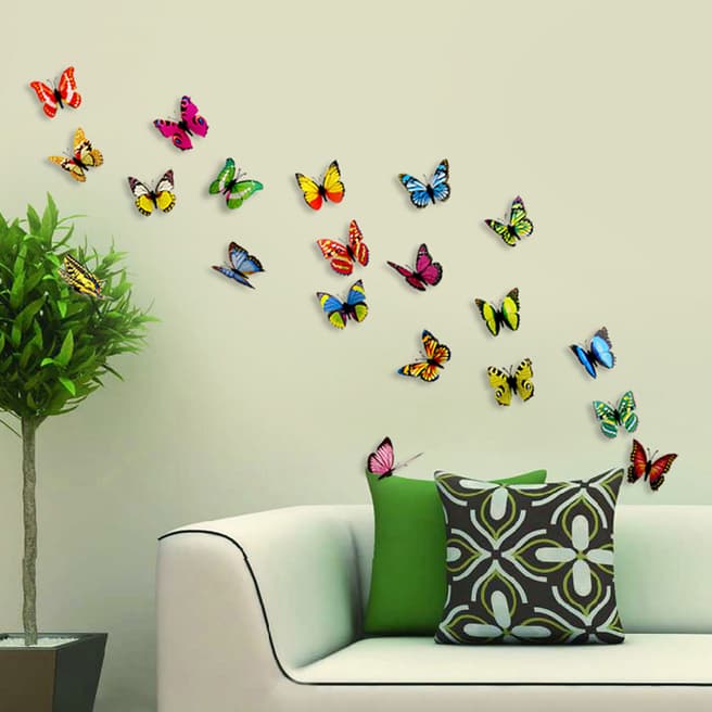 Walplus Multicolour 3D Colourful Butterflies Wall Stickers