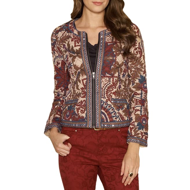 Monsoon Rust Emeline Winter Floral Quilted Jacket