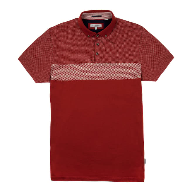 Ted Baker Red Mondrin Micro Dot Cotton Polo Shirt 