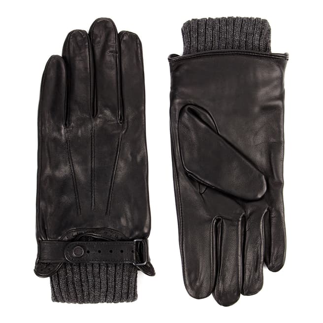 Ted Baker Black Drno Brogue Stitch Leather Gloves