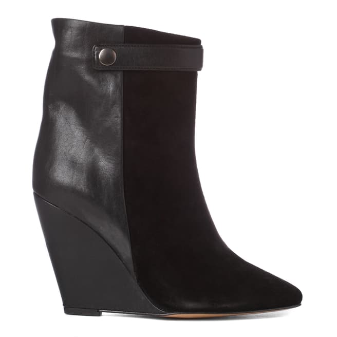 Isabel Marant Black Suede/Leather Contrast Wedge Boots 9.5cm Heel