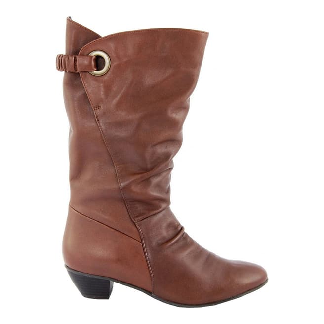 Eye Brown Leather Boots Heel 