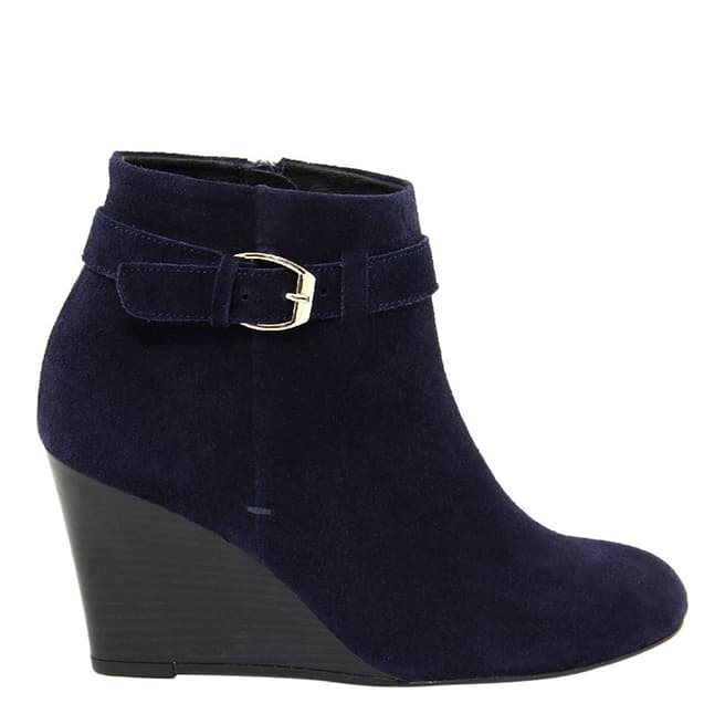 Eye Navy Suede Wedge Ankle Boots