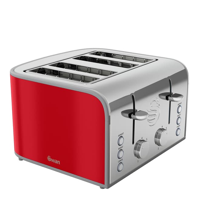 Swan Red Four Slice Toaster