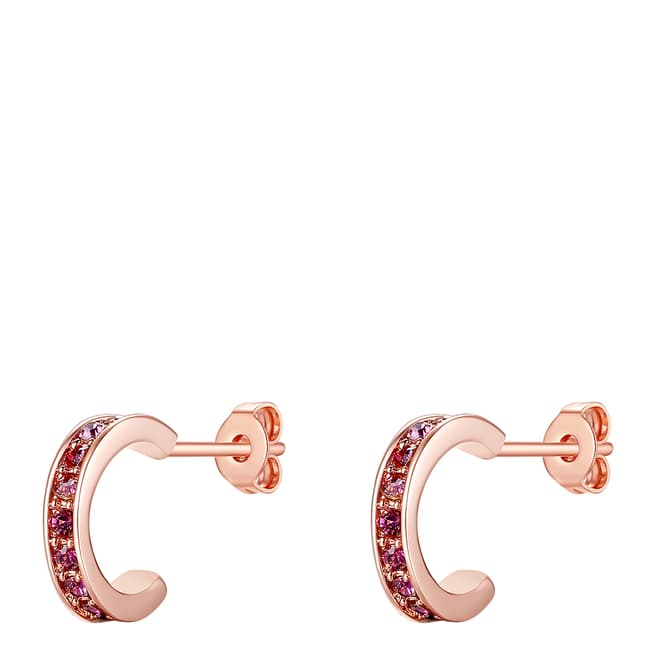 Lilly & Chloe Rose Gold/Pink Swarovski Crystal Elements Cut Out Hoop Earrings