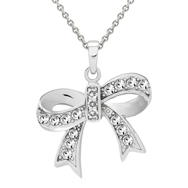 Saint Francis Crystals Silver Swarovski Elements Crystal Bow Tie Necklace