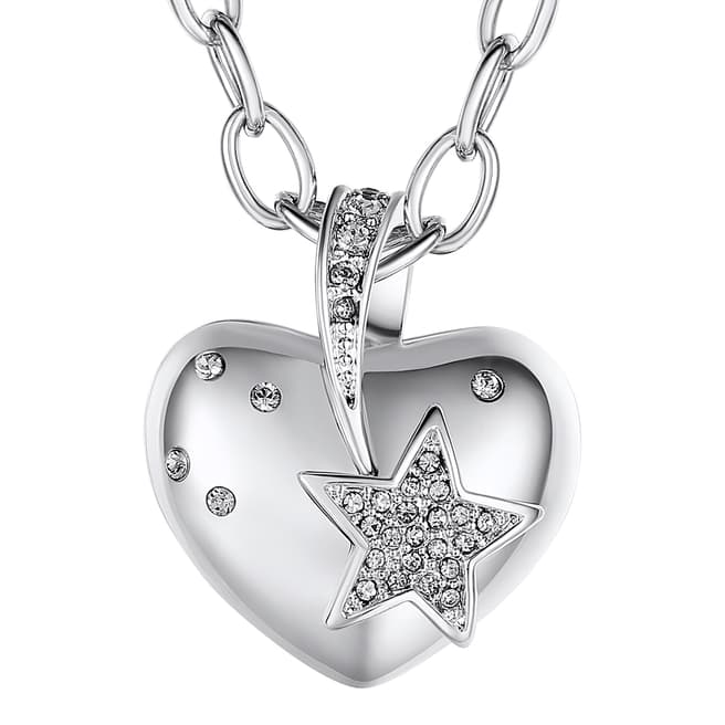 Lilly & Chloe Silver Swarovski Crystal Elements Heart/Star Necklace