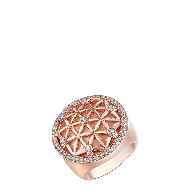 Lilly & Chloe Rose Gold Swarovski Crystal Elements Open Floral Ring