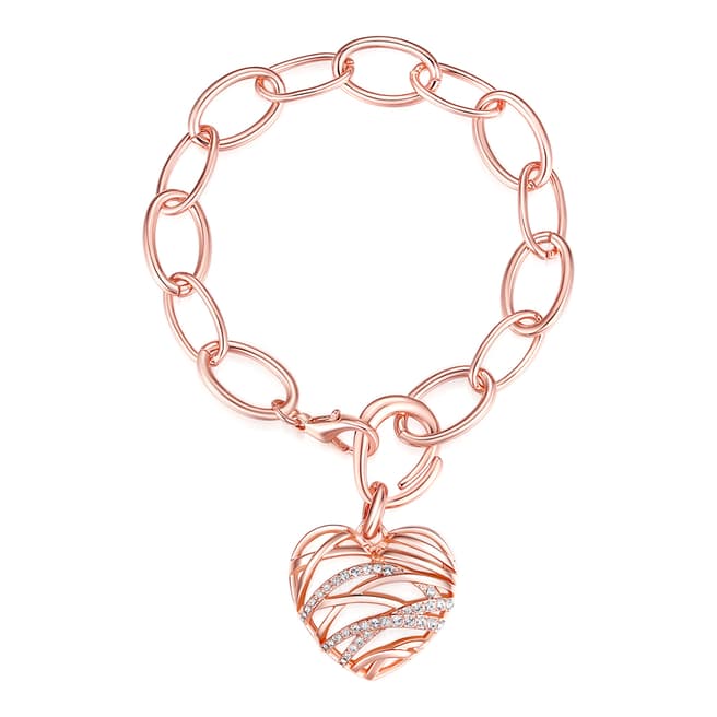 Lilly & Chloe Rose Gold Swarovski Crystal Elements Heart Pendant Bracelet
