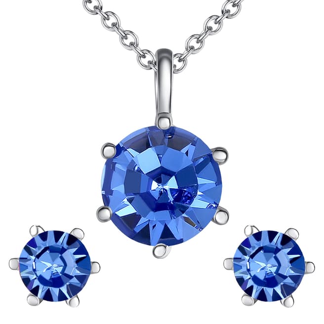 Lilly & Chloe Silver/Blue Swarovski Crystal Elements Sphere Necklace/Earrings Set
