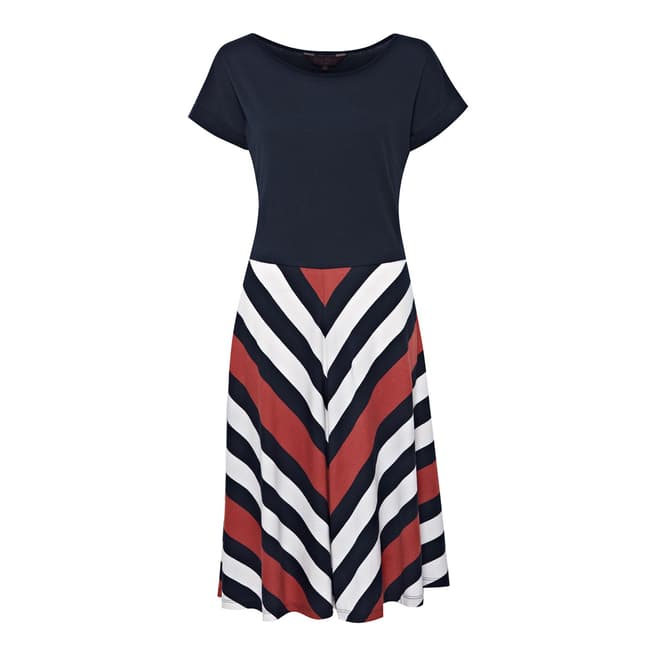Great Plains Red/Navy/White Jolly Roger Chevron Stripe Dress