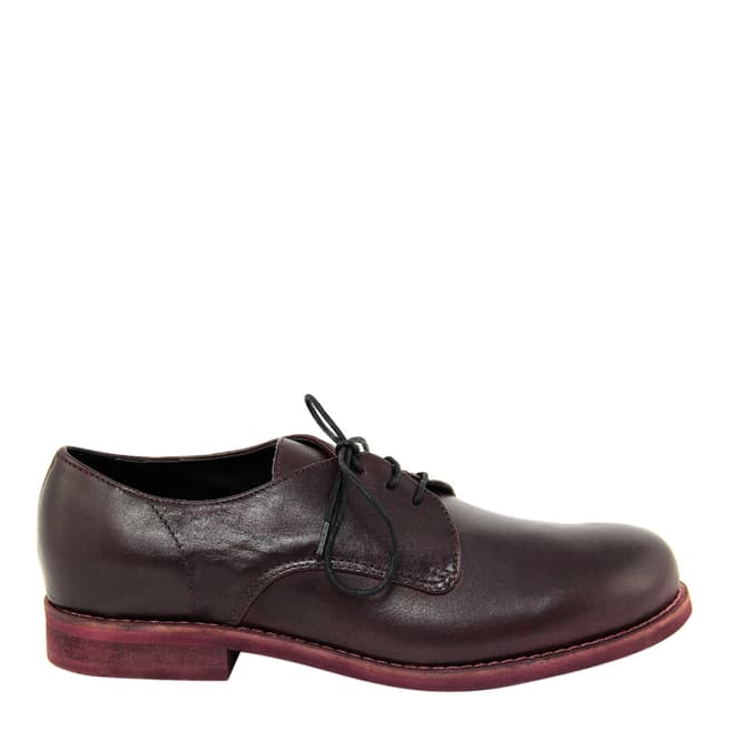 Paola Ferri Wine Leather Lace Up Brogues 2cm Heel