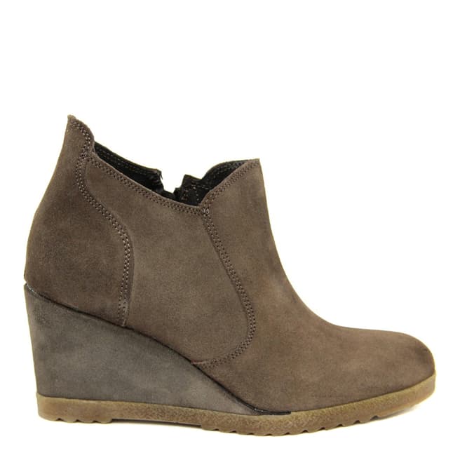 Bluetag Stone Suede Wedge Ankle Boots 8cm Heel