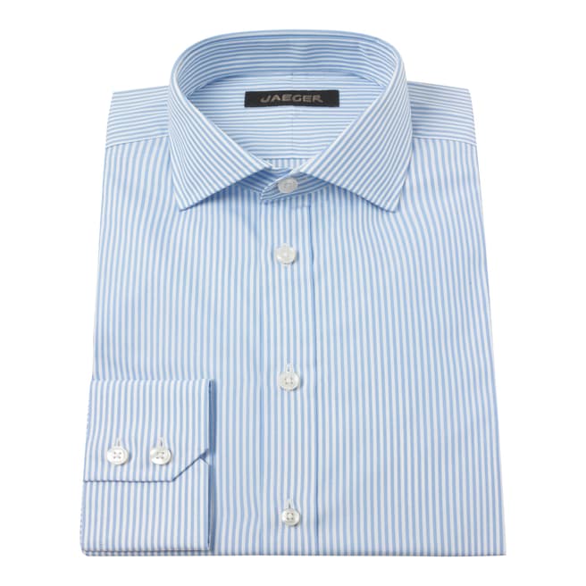 Jaeger Sky Blue/White Bengal Stripe Cotton Shirt
