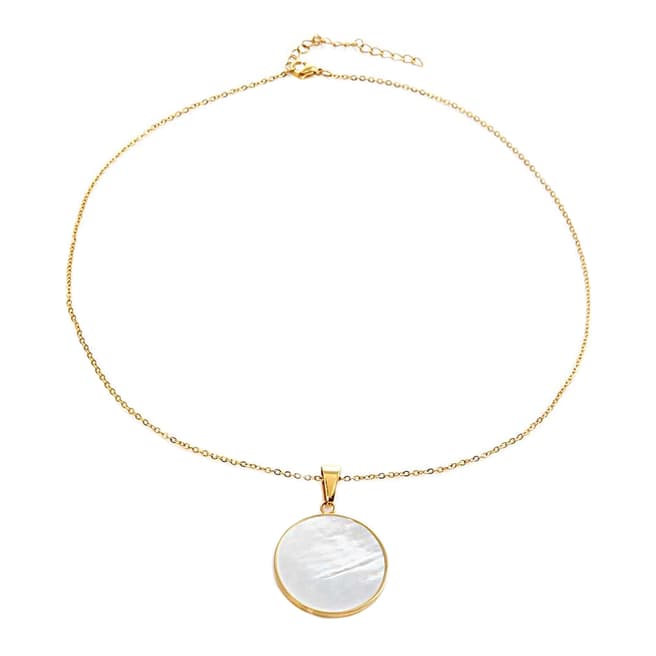 White label by Liv Oliver Gold/Ivory Mother of Pearl Pendant Necklace