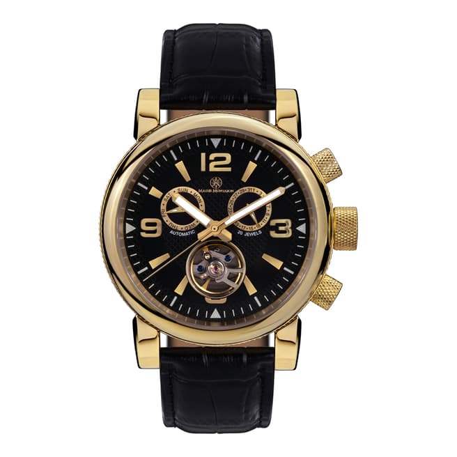 Mathis Montabon Men's Black/Gold Leather La Grande Watch