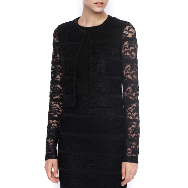 Nissa Black Lace Fitted Stretch Jacket