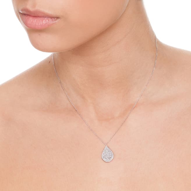 Ingenious Silver Crystal Tear Drop Pendant Necklace