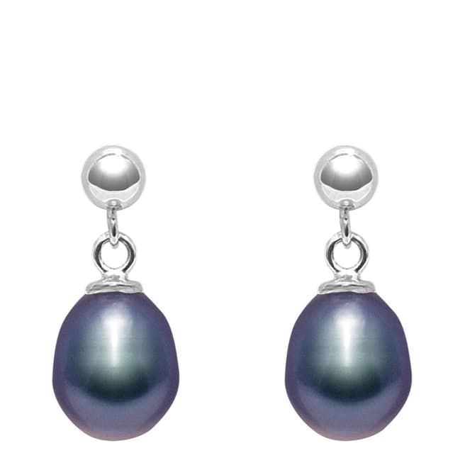 Just Pearl Black/Silver Freshwater Pearl Earrings