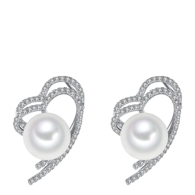 Nova Pearls Copenhagen White South-Sea Shell Pearl Heart Pendant with Zirconia 12mm
