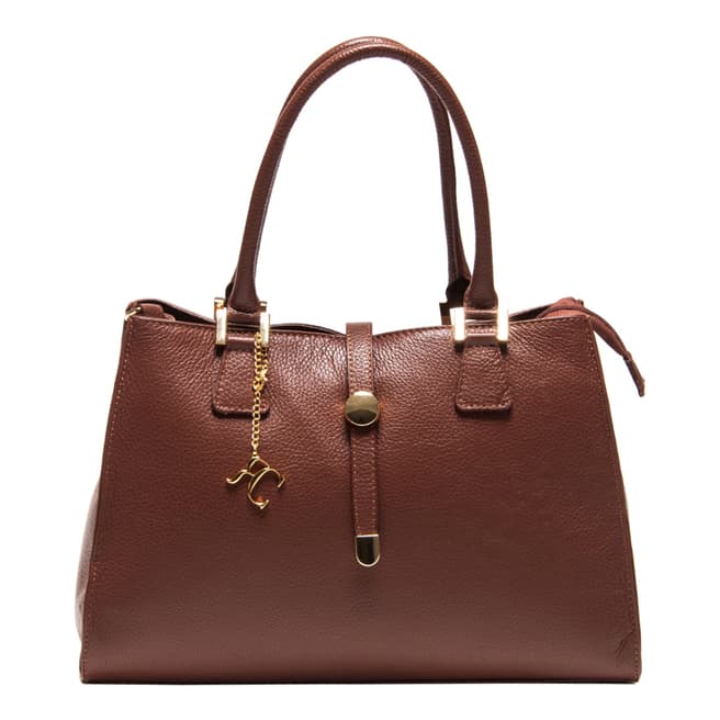 Renata Corsi Brown Leather Structured Shoulder Bag
