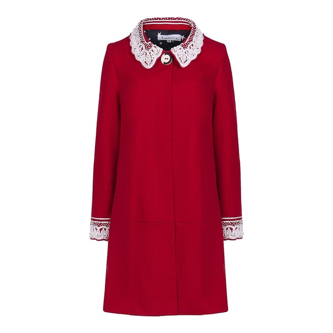 Libelula London Red/White Paris Beaded Wool Coat