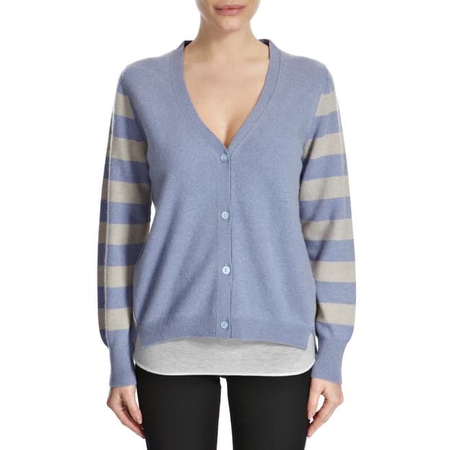 House of Skye Cashmere Women's Blue Striped Cashmere Cardigan 
