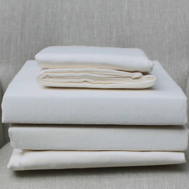 Design Port Set of Two Cream Brushed Cotton Housewife Pillowcases