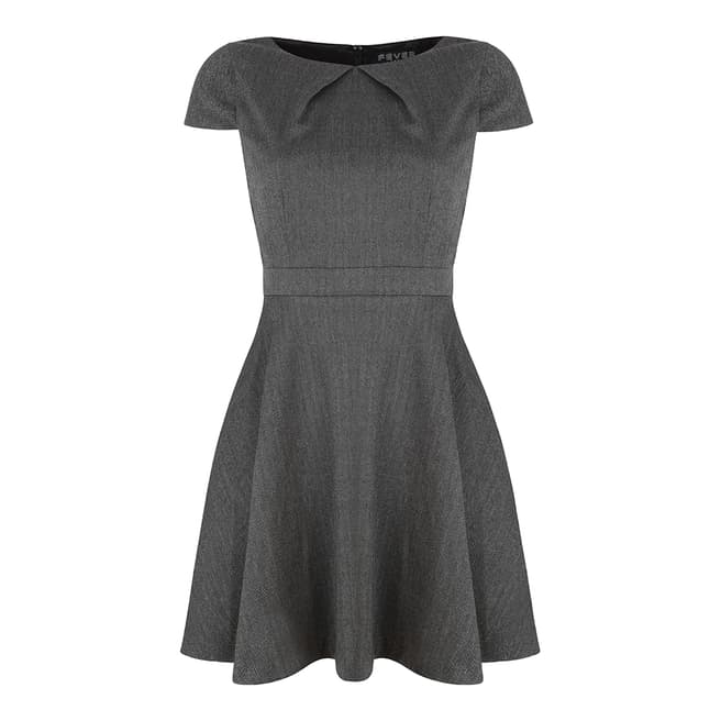 Fever Grey Canary Wharf Fit and Flare Dress