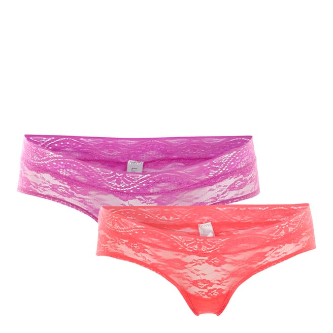 LingaDore Pack of Two Purple/Coral Puco Briefs