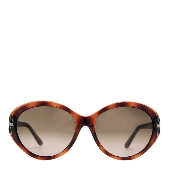 Valentino Unisex Light Brown/Brown Havana Rhinestone Sunglasses
