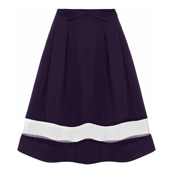 Fever Navy Alma A Line Cotton Blend Skirt